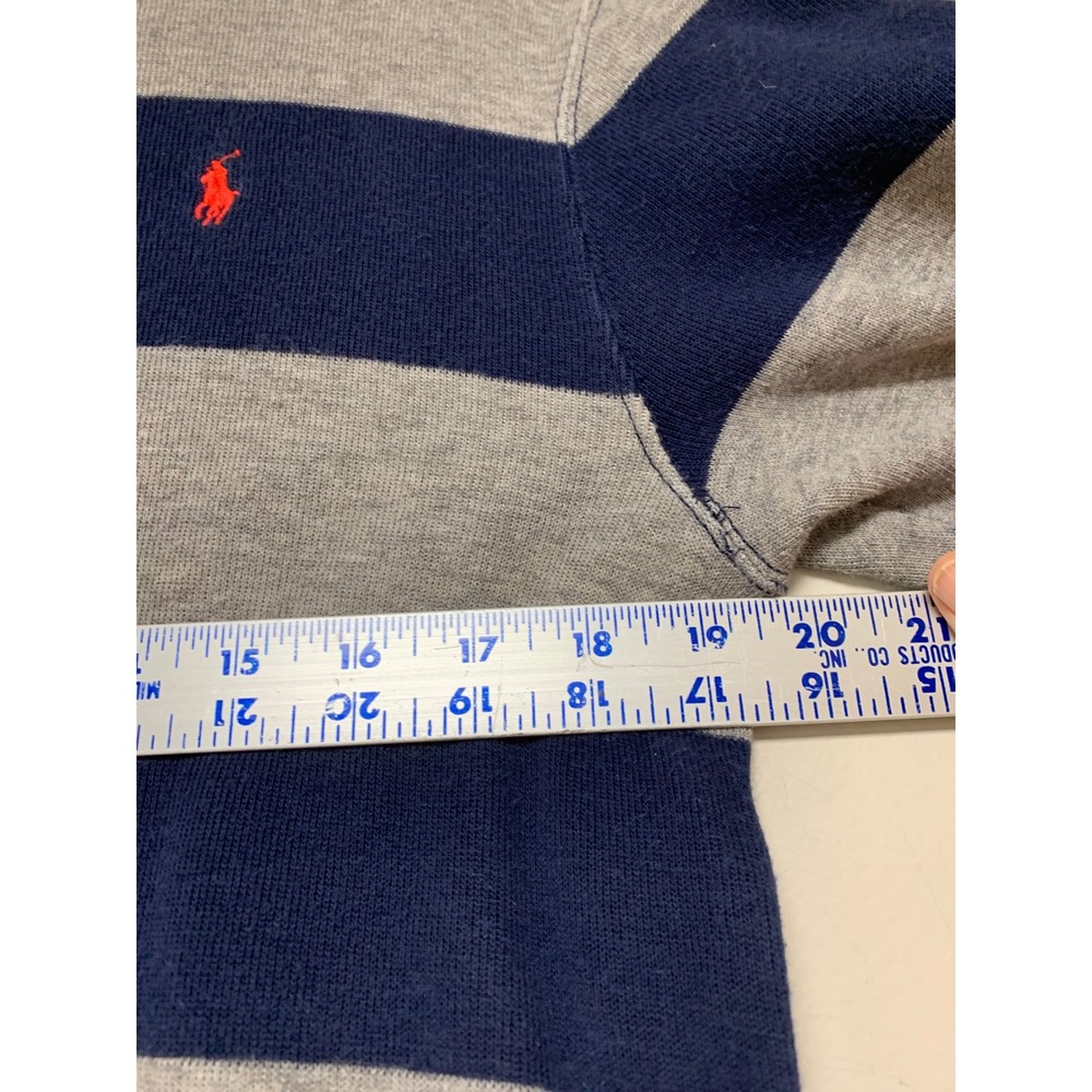 Polo Ralph Lauren Quarter Zip Pullover Kids XL 18-20 Navy Grey Excellent Striped - Picture 6 of 8